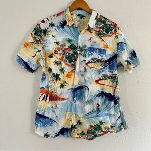 🦋 American Eagle Outfitters Tropical Beach Hawaiian Button Down T-Shirt Large